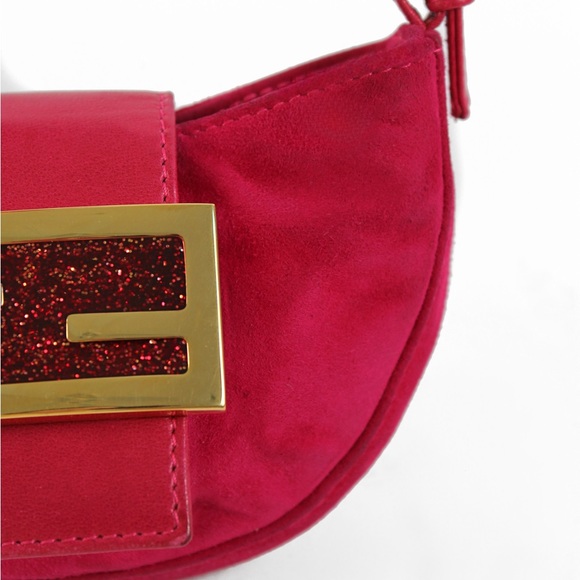 Fendi 💝 Pink Suede Mini Croissant Bag - Picture 10 of 10